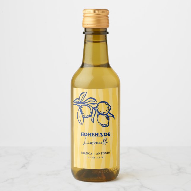 Lemon Homemade Limoncello Italian Wedding Favor Weinetikett (Vorderseite)