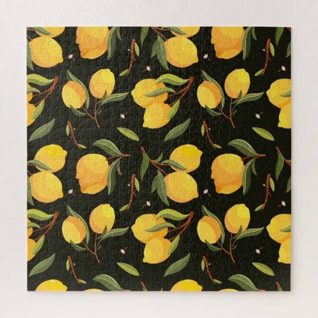 Lemon Illustration: Handgemalt Nahtloses Muster. (Vertikal)