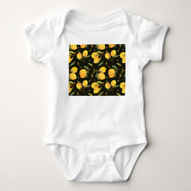 Lemon Illustration: Handgemalt Nahtloses Muster. Baby Strampler (Vorderseite)