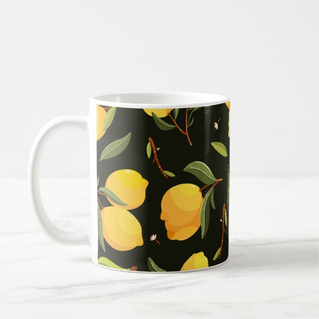 Lemon Illustration: Handgemalt Nahtloses Muster. Kaffeetasse (Links)