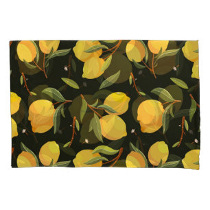 Lemon Illustration: Handgemalt Nahtloses Muster. Kissenbezug
