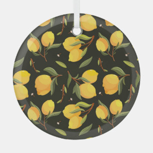 Lemon Illustration: Handgemalt Nahtloses Muster. Ornament Aus Glas