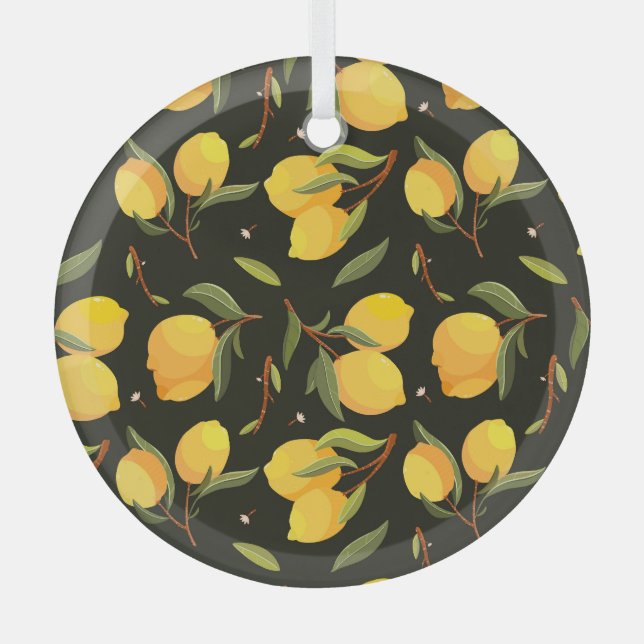Lemon Illustration: Handgemalt Nahtloses Muster. Ornament Aus Glas (Vorderseite)