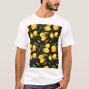 Lemon Illustration: Handgemalt Nahtloses Muster. T-Shirt