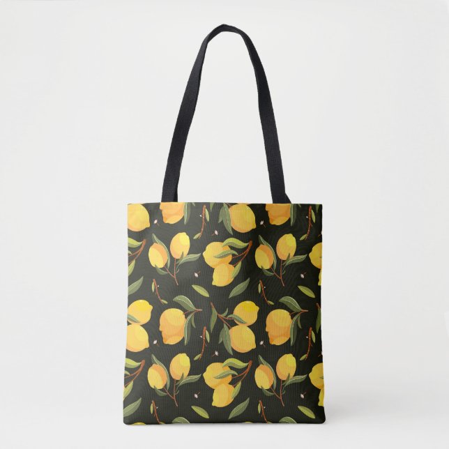 Lemon Illustration: Handgemalt Nahtloses Muster. Tasche (Vorderseite)