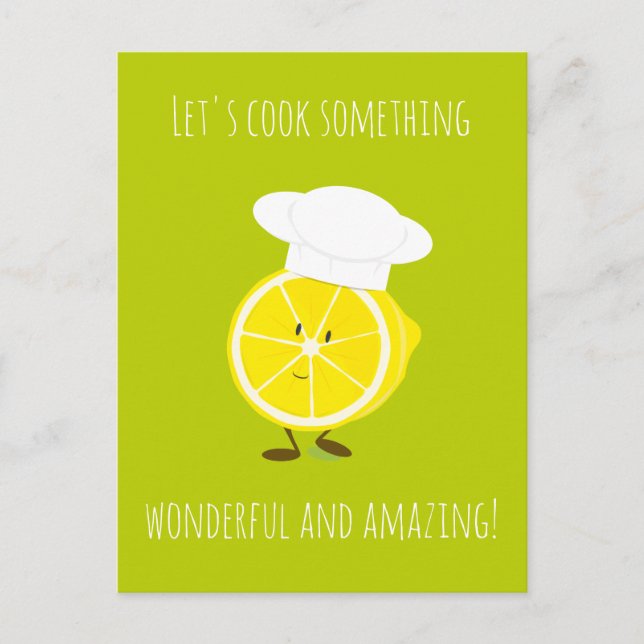 Lemon in Koch mit Zeichenkarte lächeln Postkarte (Vorderseite)