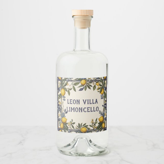 Lemon Individuelle Name Lemon Oil oder Limoncello Alkoholflaschenetikett (Vorderseite)