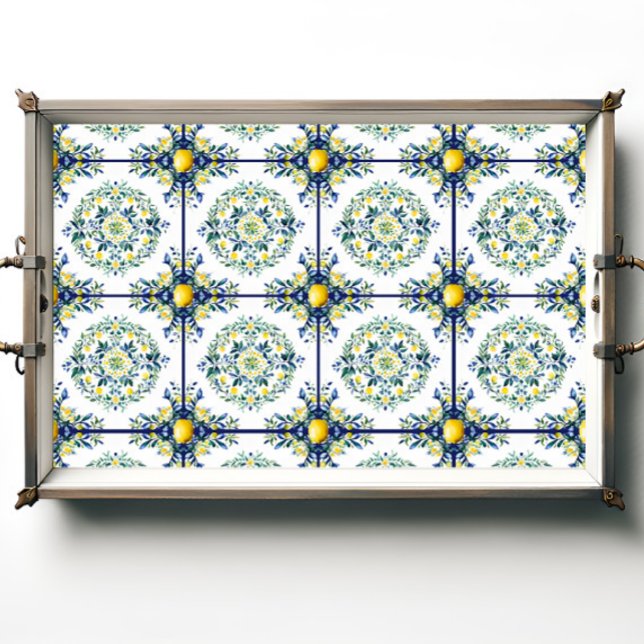 Lemon Italienisch Floral Tile Blau und Weiß Decoup Seidenpapier (Von Creator hochgeladen)