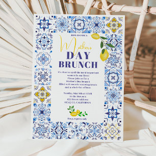 Lemon Italienische blaue Fliesen Aquarell Mutter T Einladung