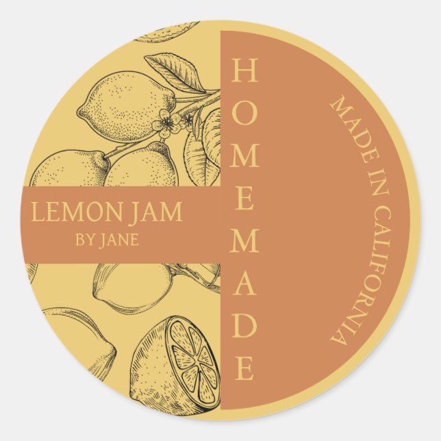 Lemon Jam Modern Business Label Runder Aufkleber (Vorderseite)
