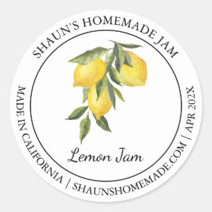 Lemon Jam Modern Label Runder Aufkleber