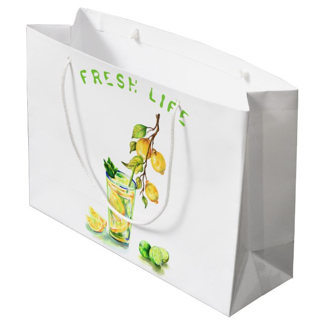 Lemon Juice Cool Drink Lemonade Geschenktasche Große Geschenktüte (Rückseite Schrägansicht)