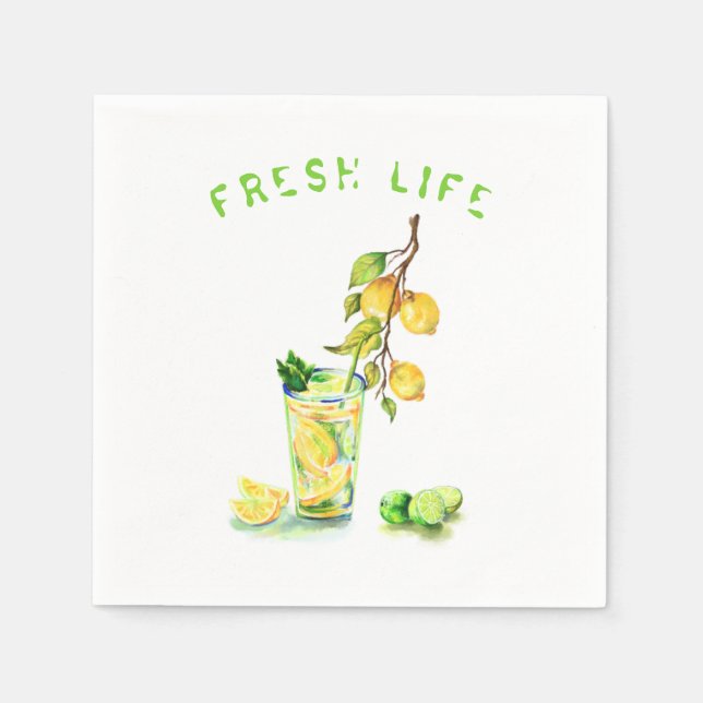 Lemon Juice Drink Lemonade Summer Party Napkins Serviette (Vorderseite)