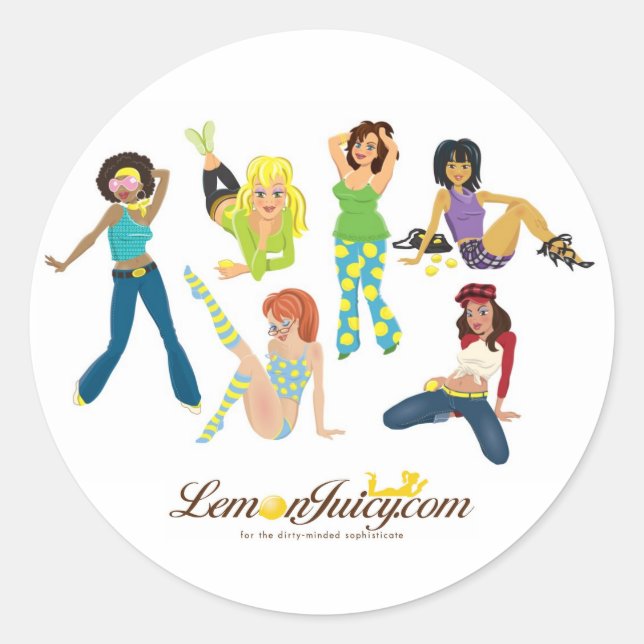 Lemon Juicy Gals Runder Aufkleber (Vorderseite)