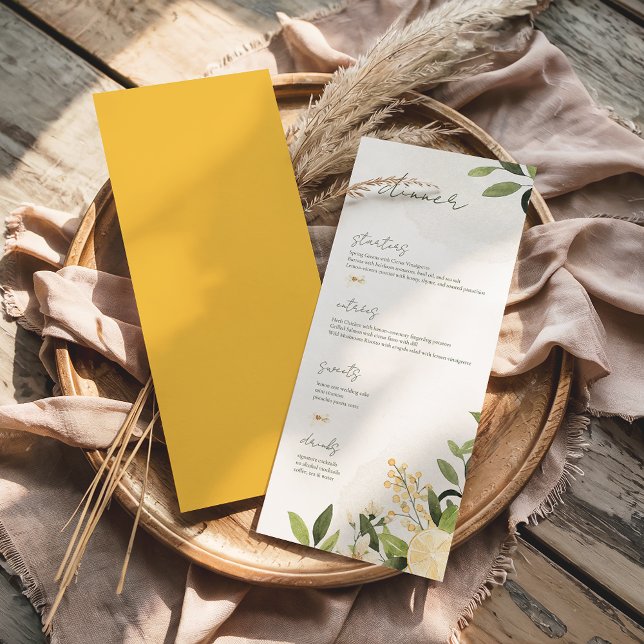 Lemon Kissed Wedding Flat Menu Menükarte (Von Creator hochgeladen)