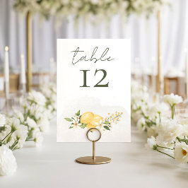 Lemon Kissed Wedding Table Number Card Tischnummer