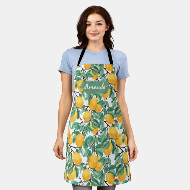 Lemon Kitchen Custom Schürze, Heart, Cook Bake GRI Schürze (Getragen)