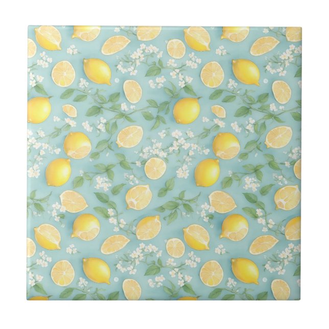 Lemon Kitchen Lemons Pattern Fliese (Vorderseite)