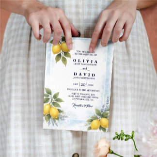 Lemon Lavender Mediterranean Wedding Invitation Einladung