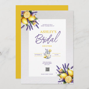 Lemon Lavender QR Code Bridal Dusche Einladung