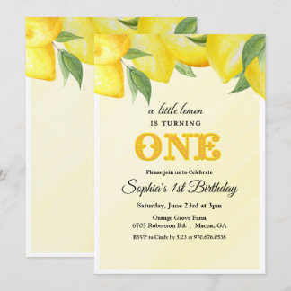 Lemon Lemonade Einladung zum 1. Geburtstag
