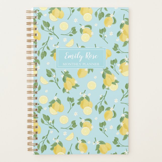 Lemon Light Blue Spiral Planner Planer (Vorderseite)