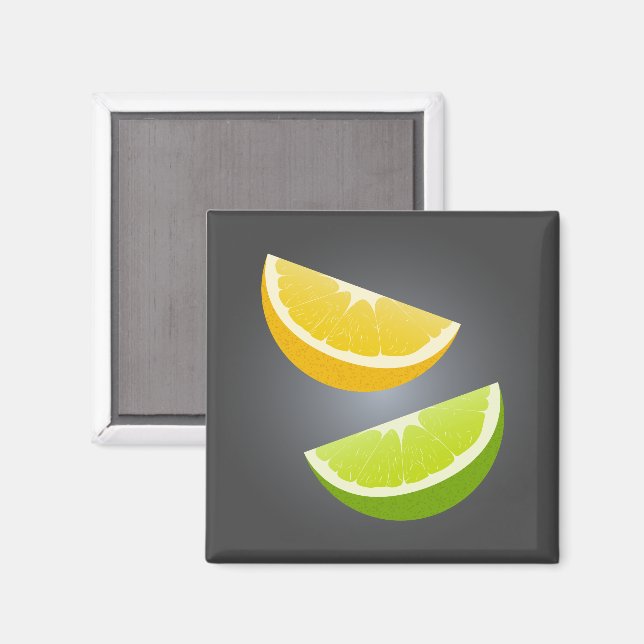 Lemon & Lime Citrus Slice Refrigerator Magnet (Vorderseite/Rückseite)