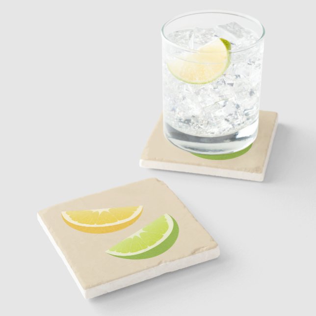 Lemon & Lime Citrus Stone Coaster Steinuntersetzer (Seitenansicht)