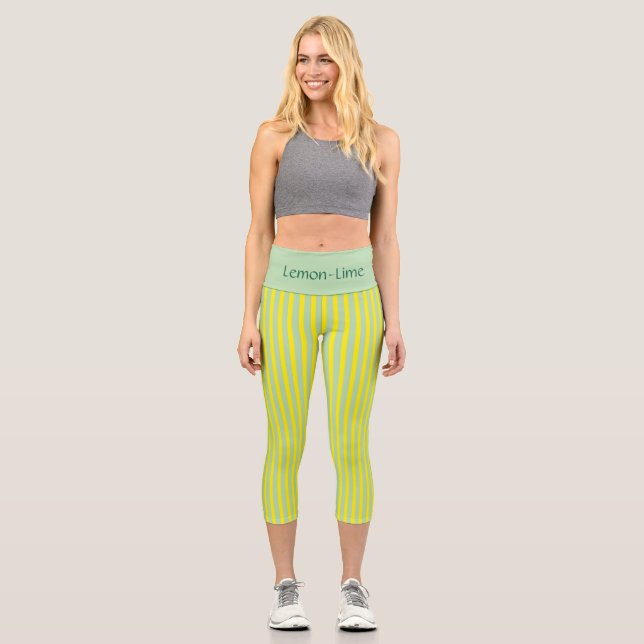 “LEMON-LIME” - CUSTOM HIGH-WAISTED CAPRI PANTS (Vorderseite)