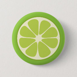 Lemon Lime Green Juicy Summer Citrus Fruit Slice Button