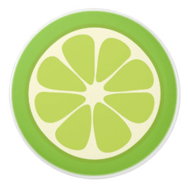 Lemon Lime Green Juicy Summer Citrus Fruit Slice Keramikknauf
