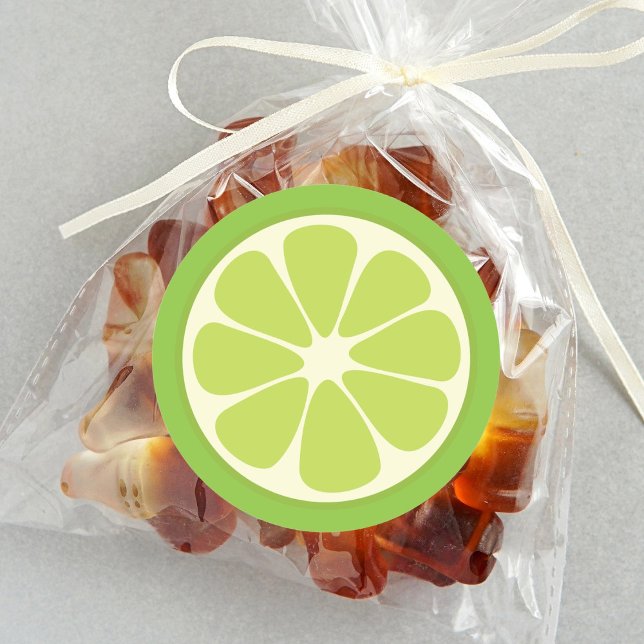 Lemon Lime Green Juicy Summer Citrus Fruit Slice Runder Aufkleber (Von Creator hochgeladen)
