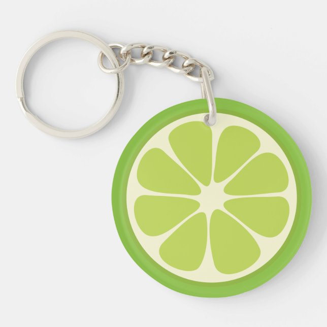 Lemon Lime Green Juicy Summer Citrus Fruit Slice Schlüsselanhänger (Vorderseite)