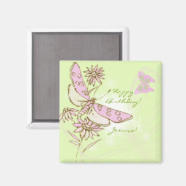 Lemon Lime Pink Butterfly Magnet