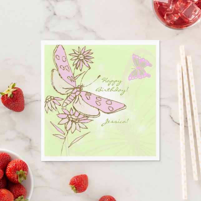 Lemon Lime Pink Butterfly Serviette (Beispiel)