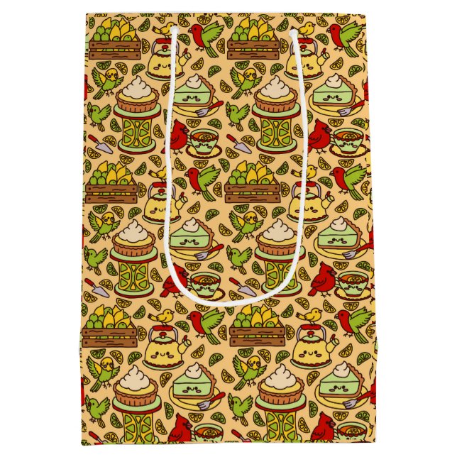 Lemon & Lime Twitter-Muster Mittlere Geschenktüte (Rückseite)