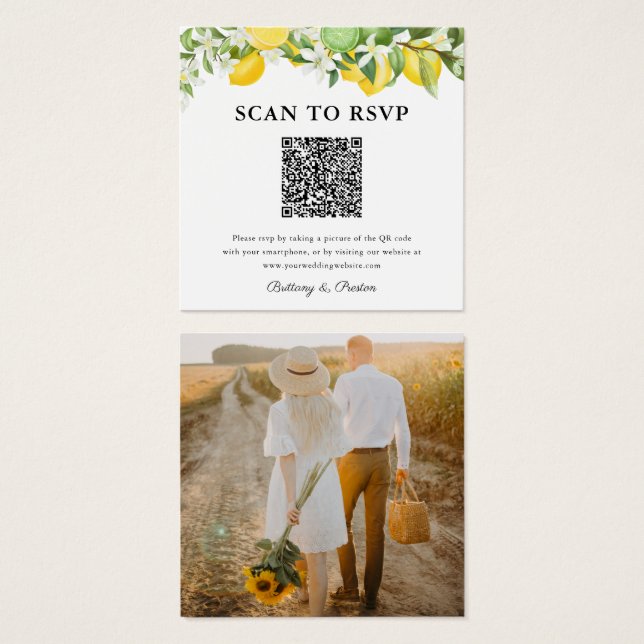 Lemon Limes QR Code Foto Wedding RSVP (Vorne & Hinten)