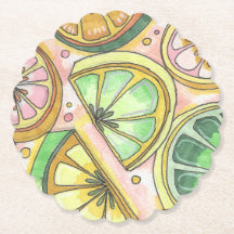 Lemon Limey Scalloped Paper Untersetzer