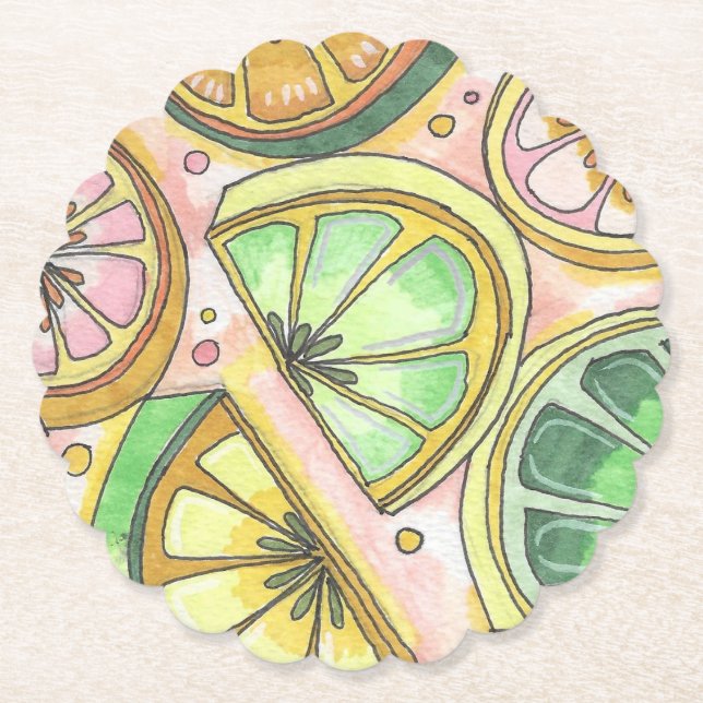 Lemon Limey Scalloped Paper Untersetzer (Vorderseite)
