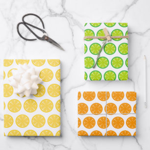Lemon Limon Orange Fruchtwrapping Paper Set 3 Geschenkpapier Set
