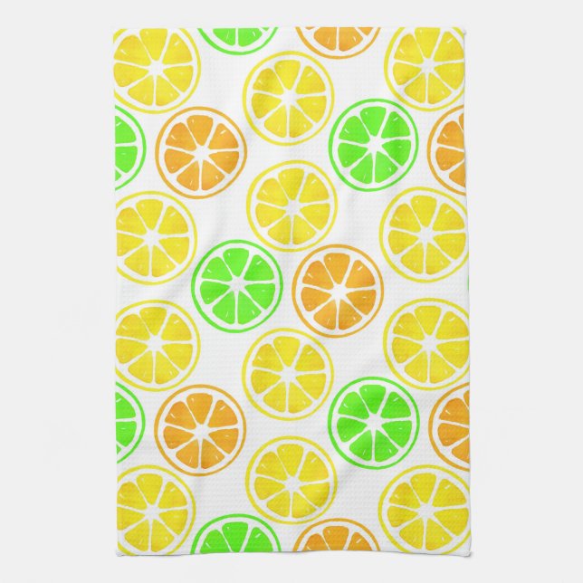Lemon Limon Orange Slices Pattern Geschirrtuch (Vertikal)