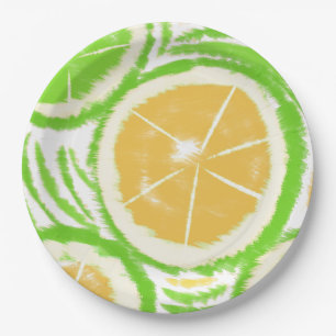 Lemon Limon Slices Swirl Abstraktes Party Pappteller