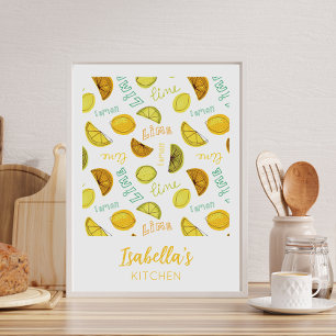 Lemon & Limon Zesty Fruchtmuster Poster