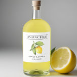 Lemon Limoncello Alkoholflaschenetikett<br><div class="desc">Aquarellfarben Limoncello Limoncello Hochzeitslima Flaschenetiketten</div>