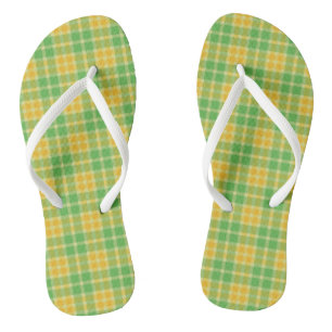 Lemon-Limone Karierte Muster Flip Flops