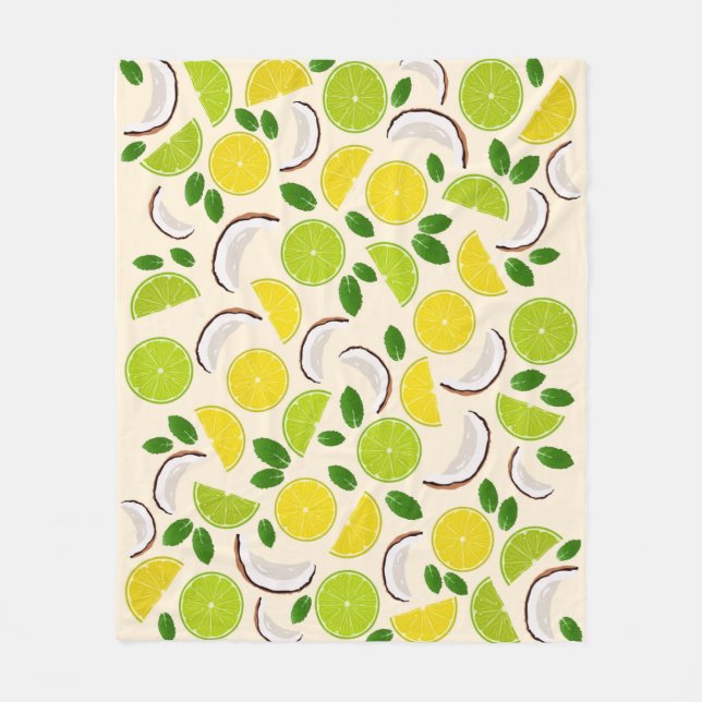 Lemon Limone Kokosnuss und Minze fröhlich fröhlich Fleecedecke (Vorderseite)