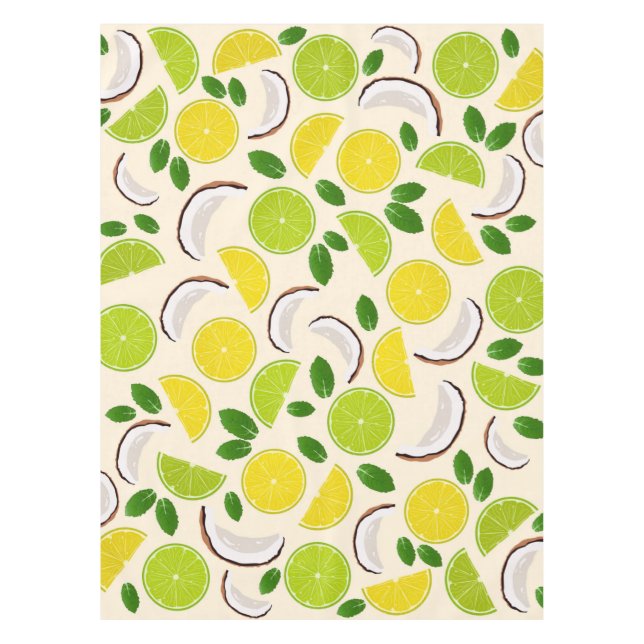 Lemon Limone Kokosnuss und Minze fröhlich fröhlich Tischdecke (Vorderseite)