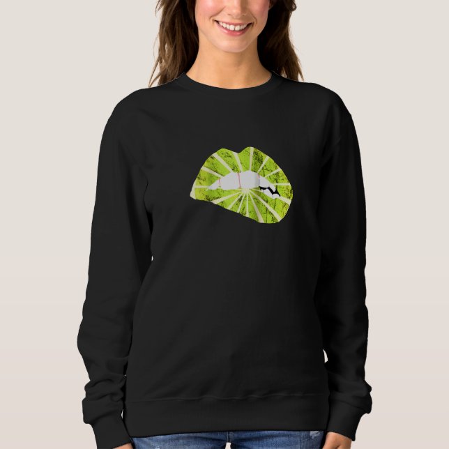 Lemon Lips Sour Limon Lipstick Lemonade Kissing Fr Sweatshirt (Vorderseite)