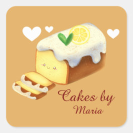 Lemon Loaf Cake Bread With Icing Quadratischer Aufkleber