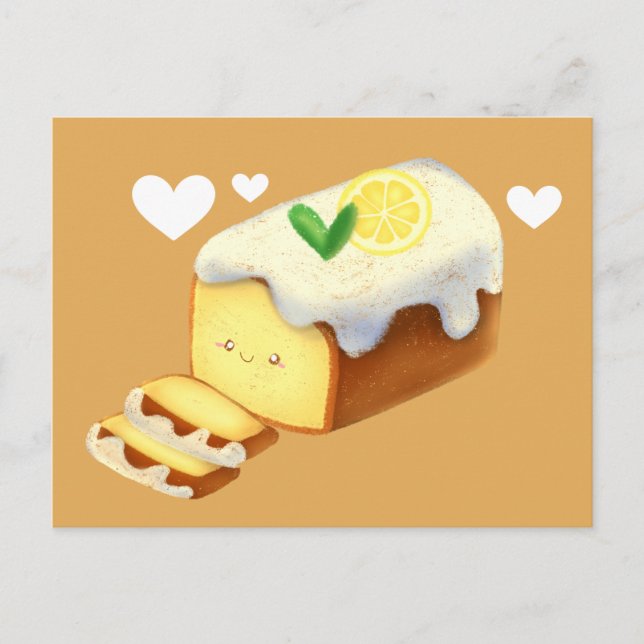 Lemon Loaf Kuchen Brot mit Icing Postkarte (Vorderseite)